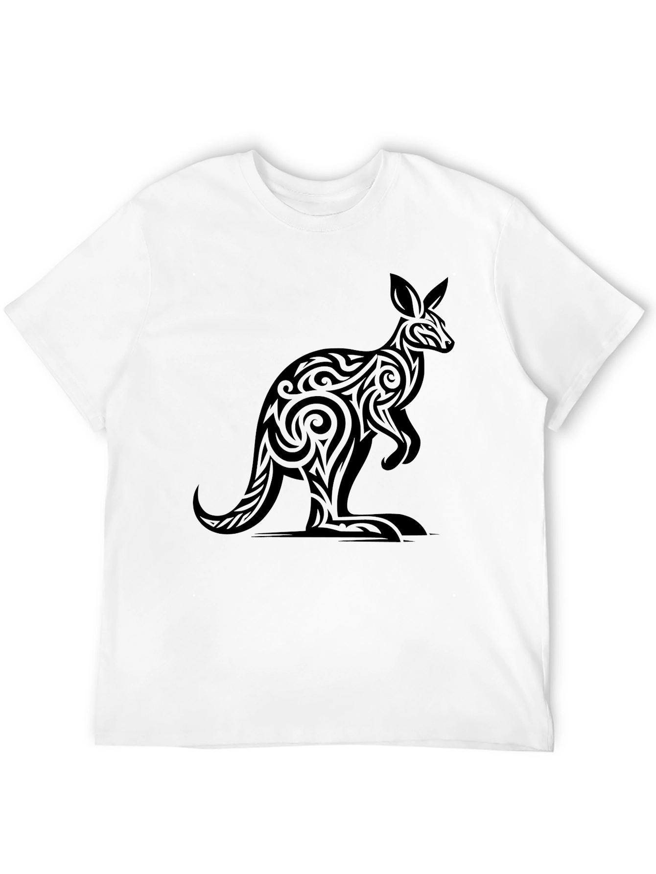 Tribal Kangaroo Graphic Black Tee
