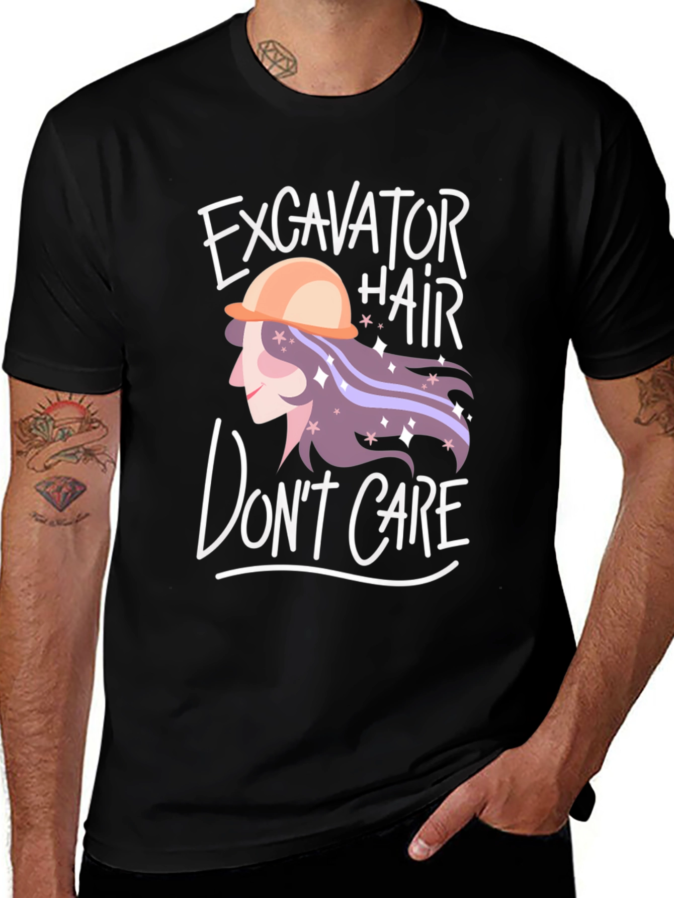 Excavator Hair Dont Care Graphic Tee