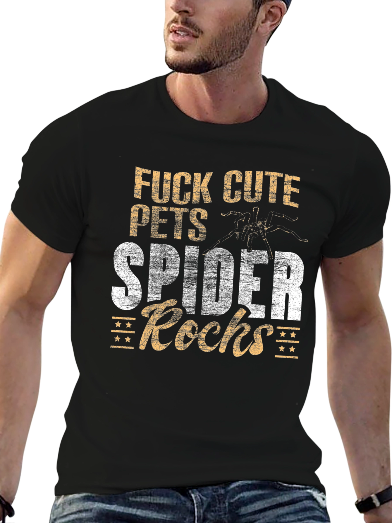 Spider Rocks Graphic Tee - Black Cotton Blend