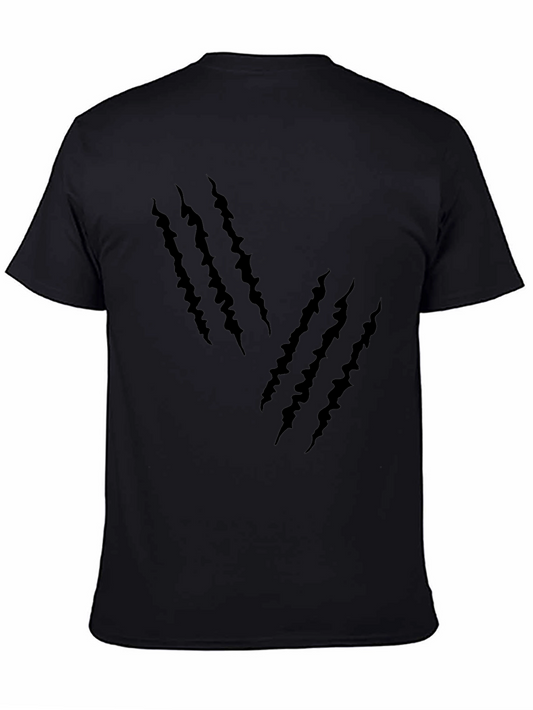Mens Black T-Shirt with Claw Mark Design