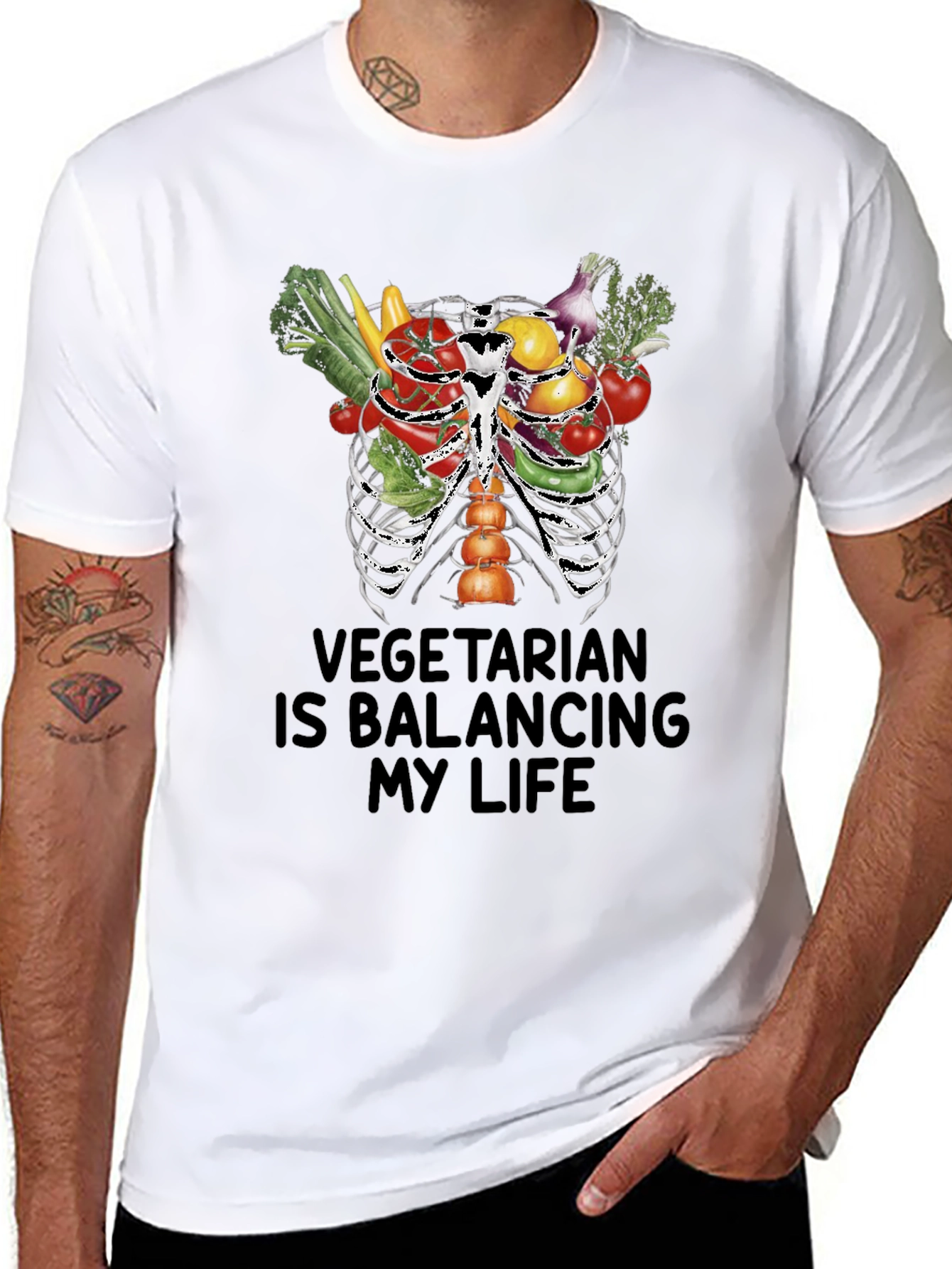 Vegetarian Balancing Life Graphic Tee