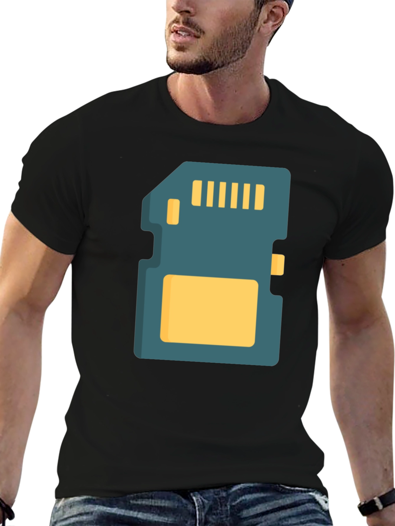 SD Card Graphic Tee - Black Cotton T-Shirt