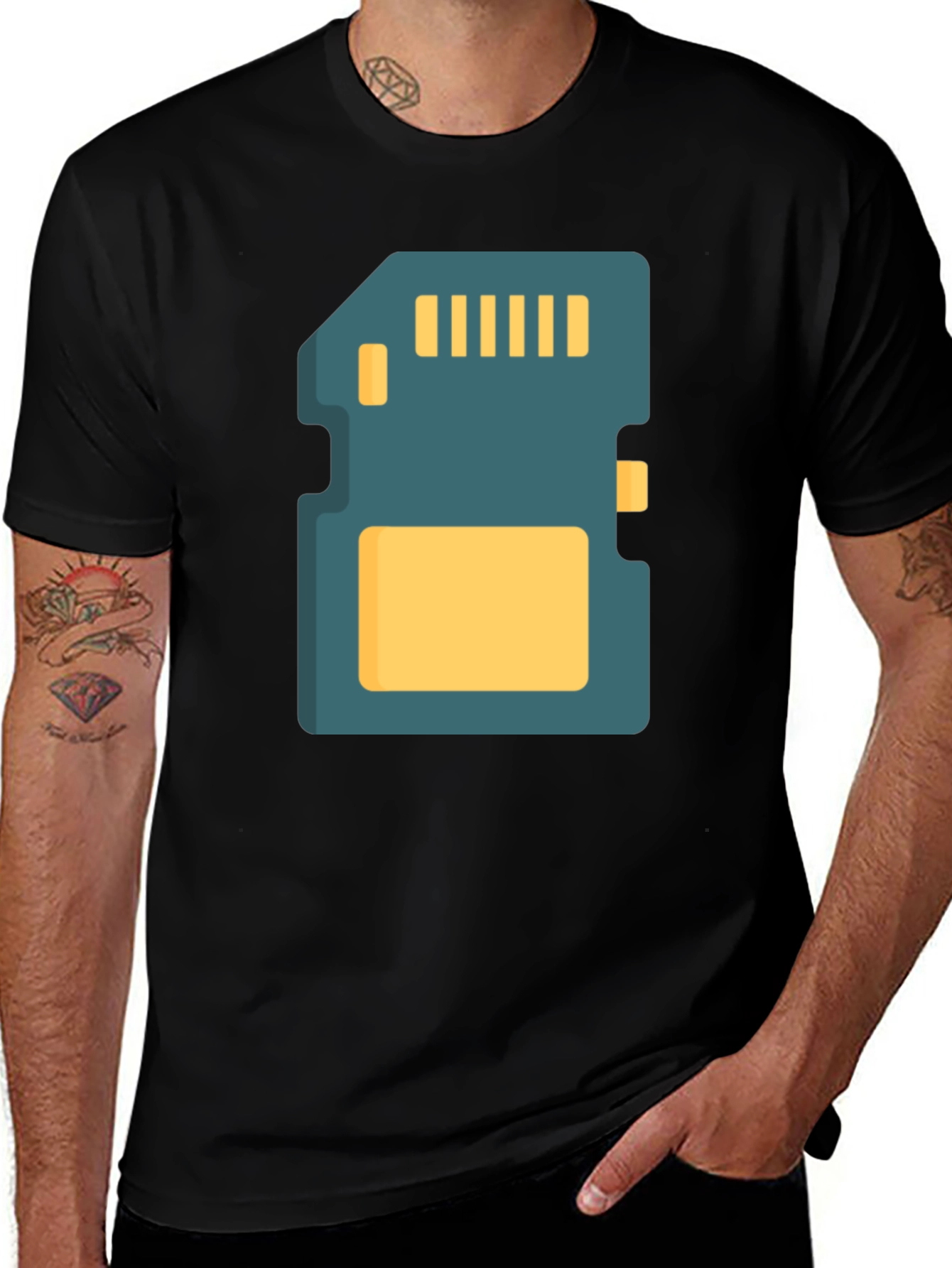 SD Card Graphic Tee - Black Cotton T-Shirt