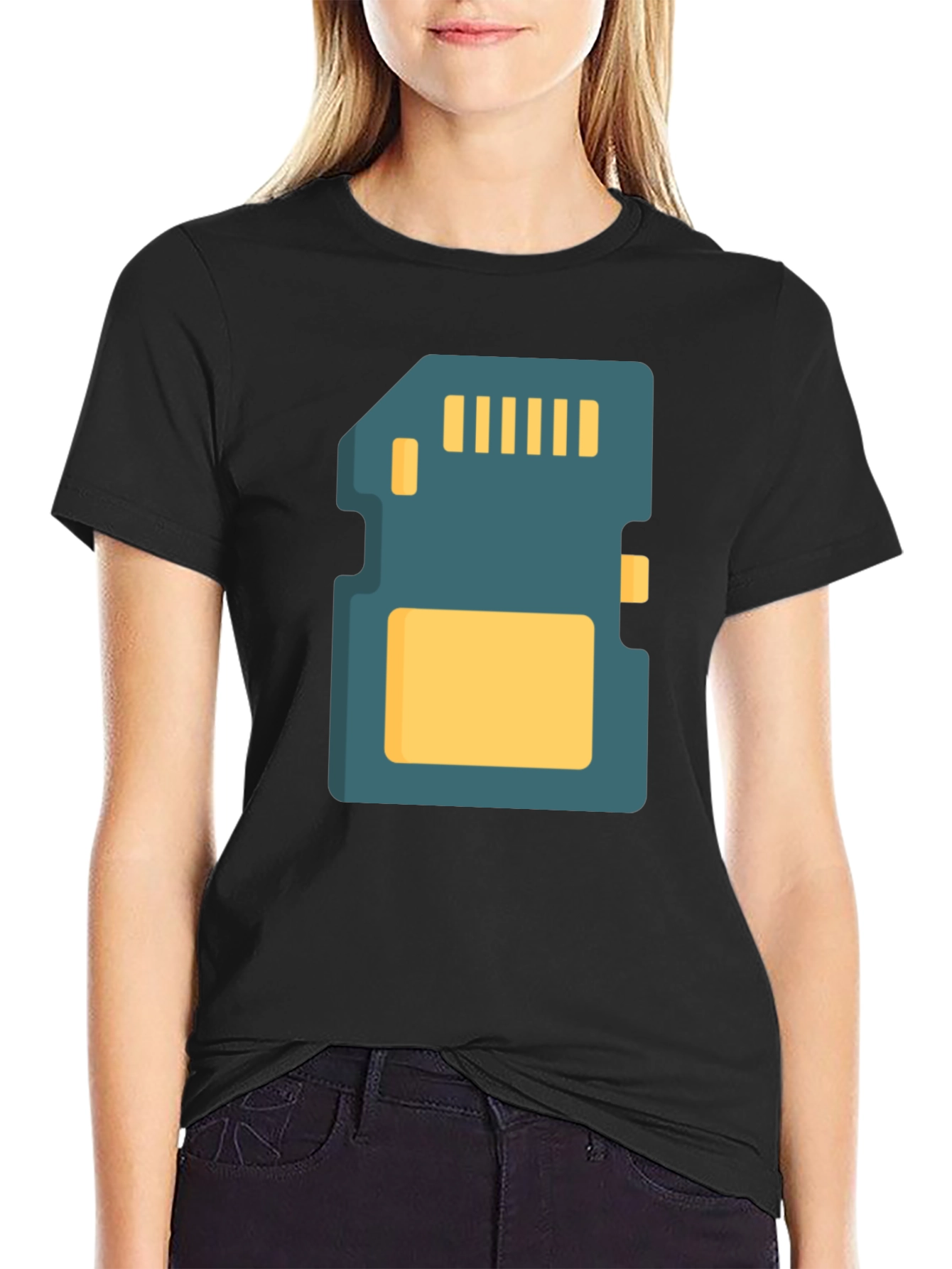 SD Card Graphic Tee - Black Cotton T-Shirt