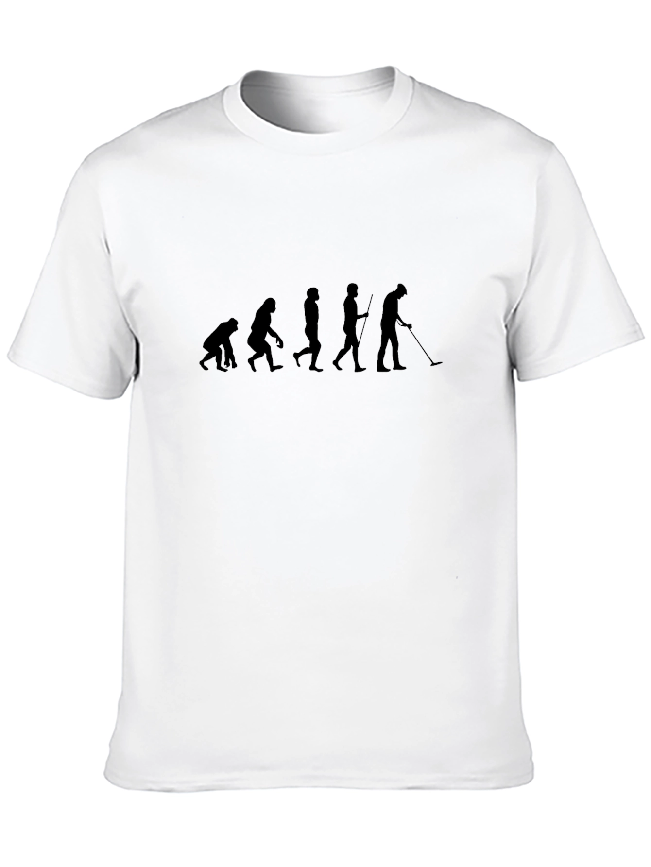 Evolution of Man Metal Detecting Black T-Shirt