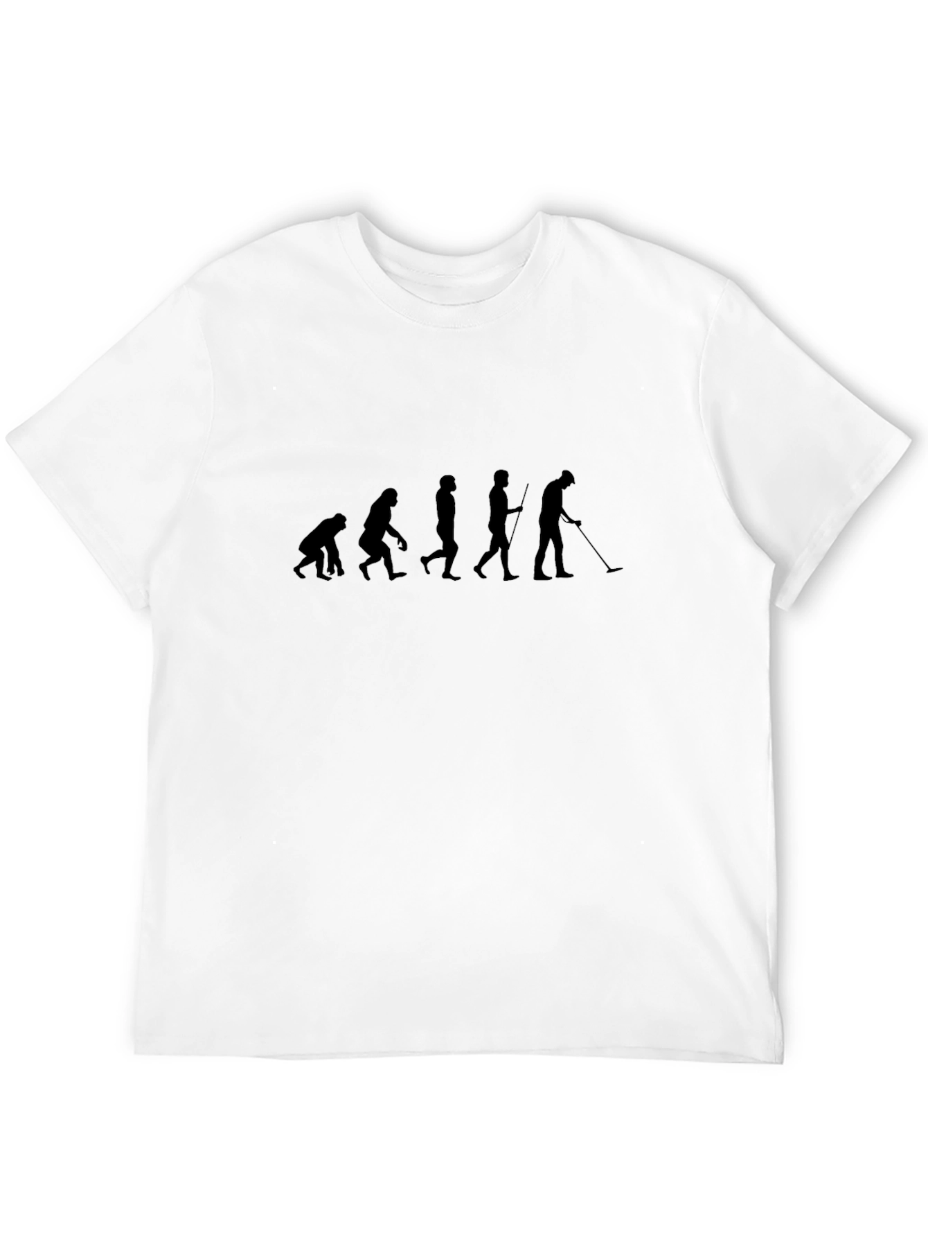 Evolution of Man Metal Detecting Black T-Shirt