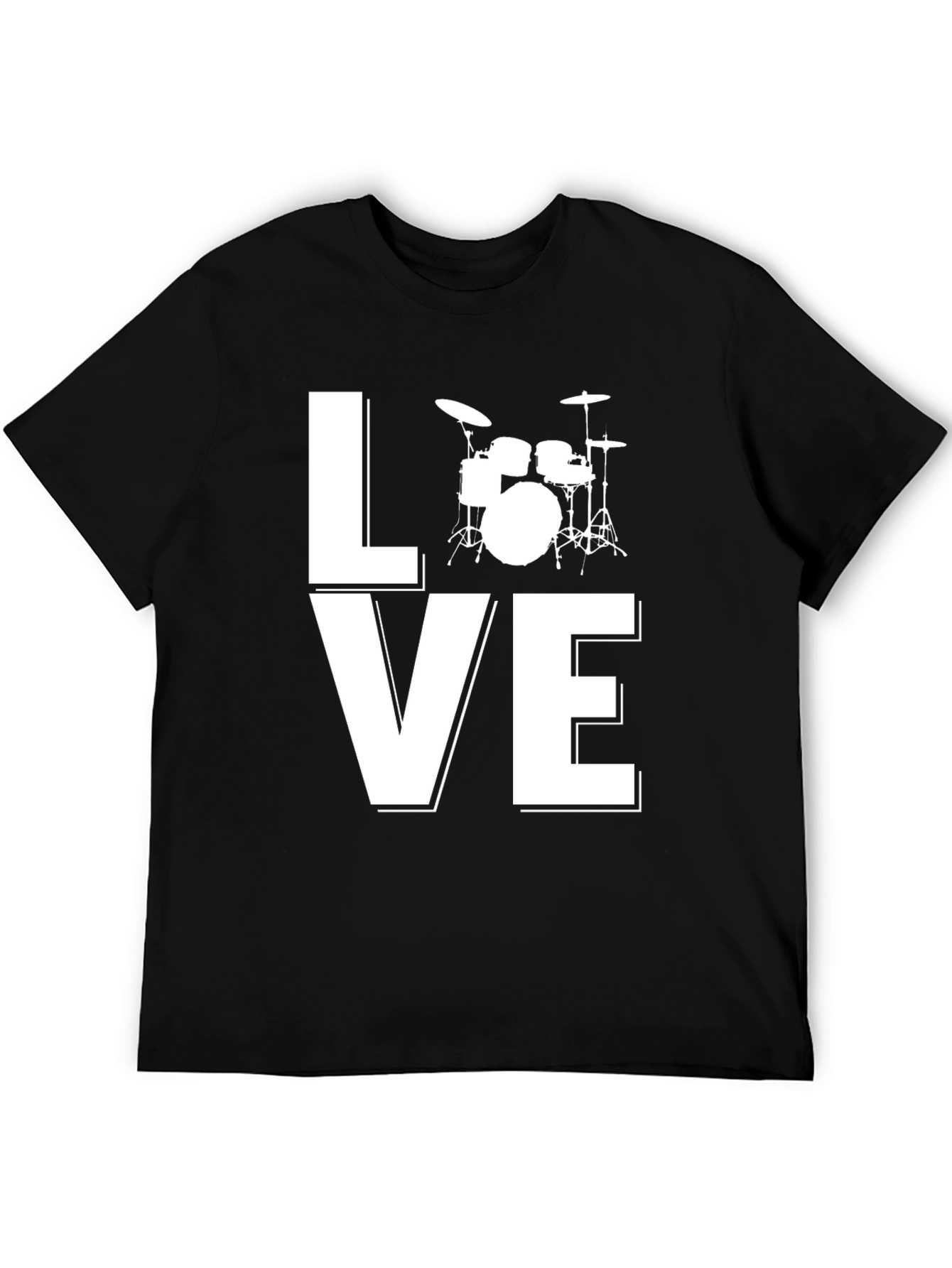 Love Drums Graphic Tee - Black Cotton Blend