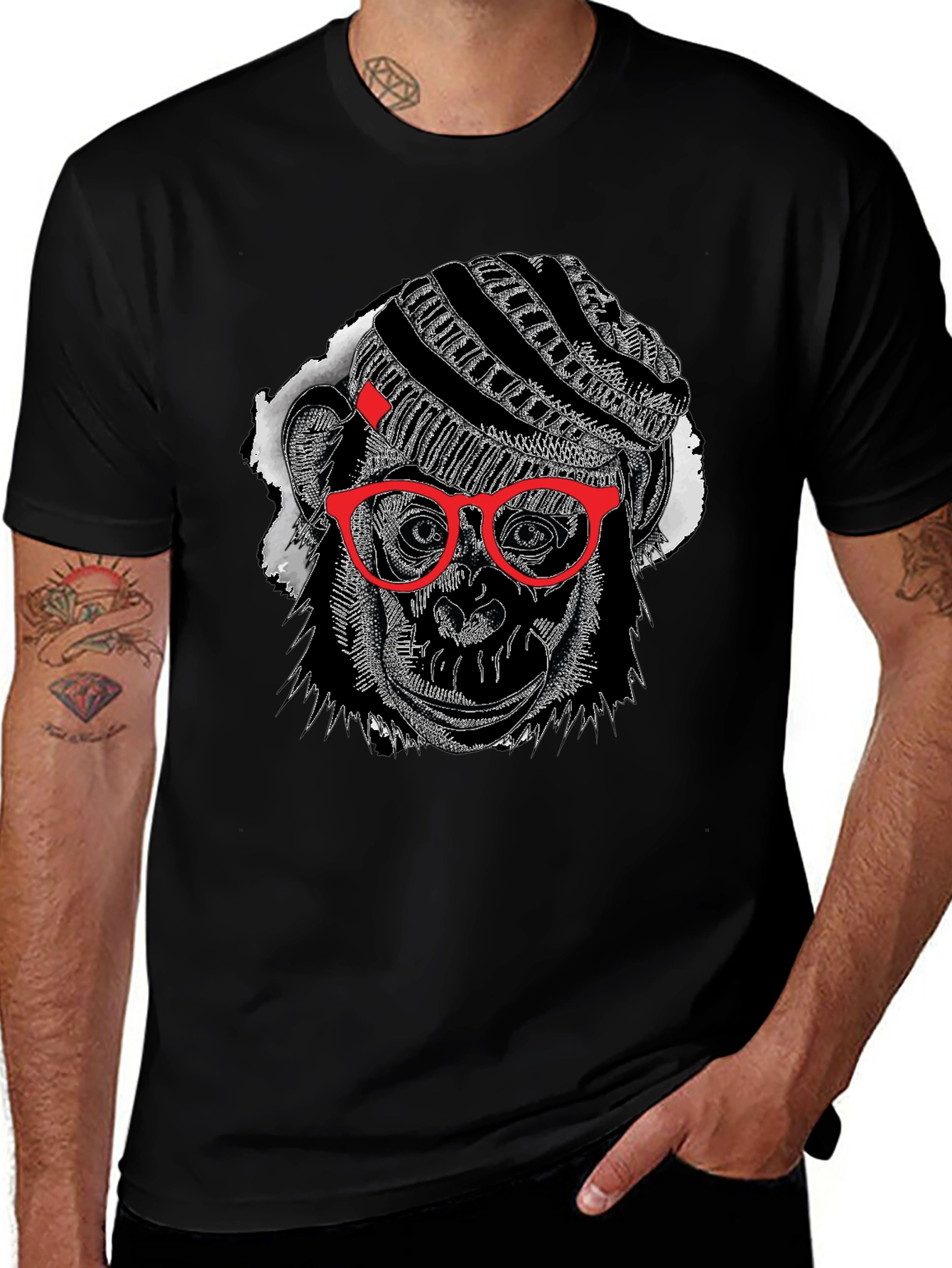 Cool Monkey Graphic Tee - Black Cotton T-Shirt
