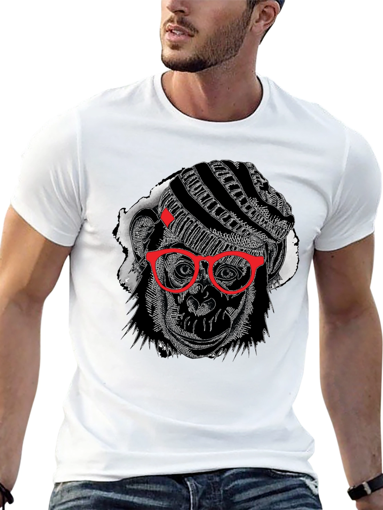 Cool Monkey Graphic Tee - Black Cotton T-Shirt