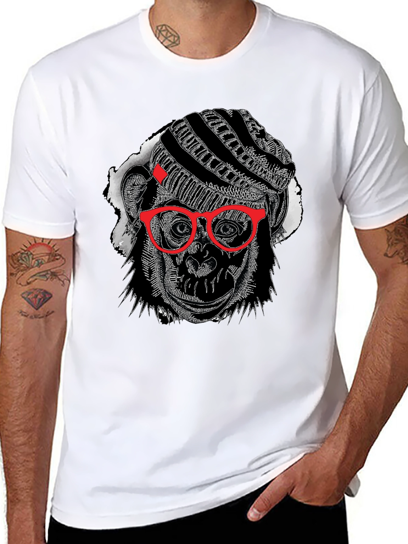 Cool Monkey Graphic Tee - Black Cotton T-Shirt