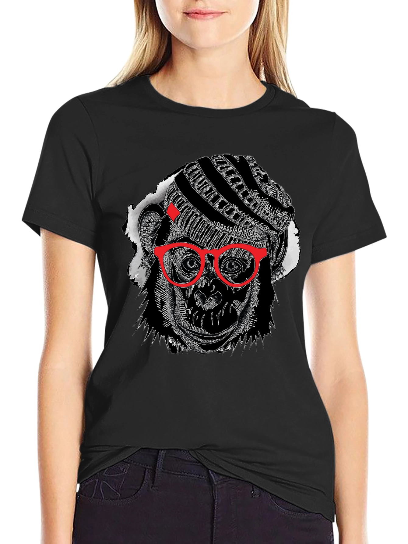 Cool Monkey Graphic Tee - Black Cotton T-Shirt