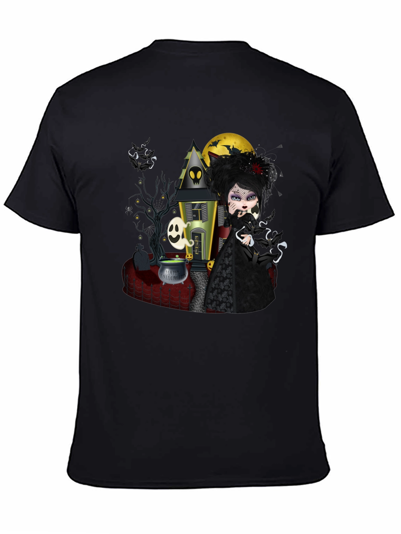 Halloween Gothic T-Shirt - Spooky Witch Design