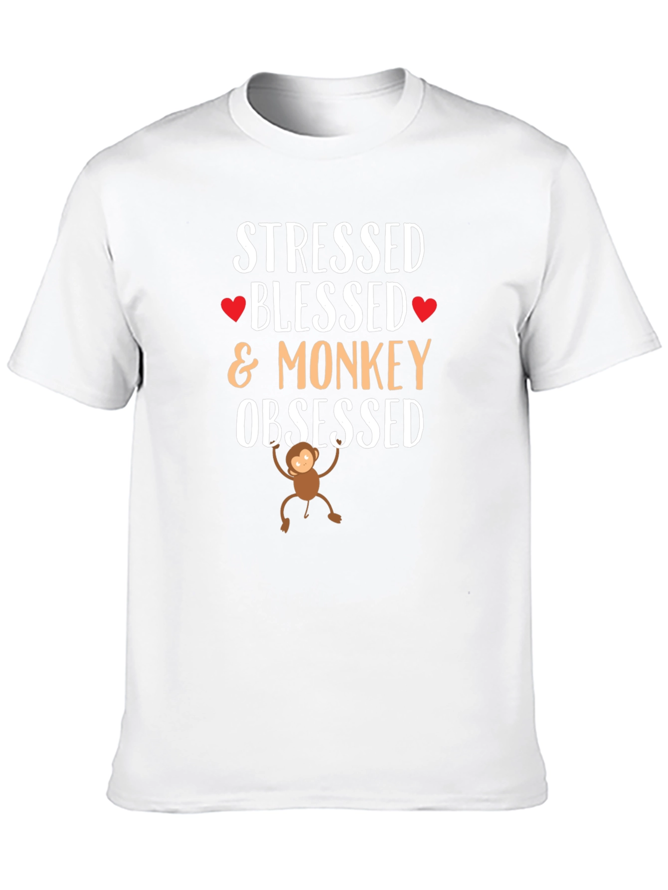 Stressed Blessed Monkey Obsessed Black T-Shirt