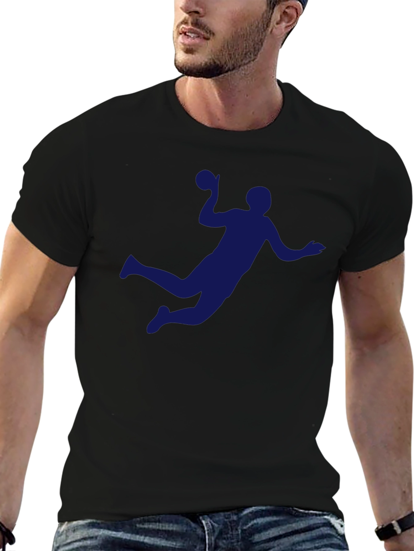 Handball Player Graphic Tee - Sporty Black T-Shirt