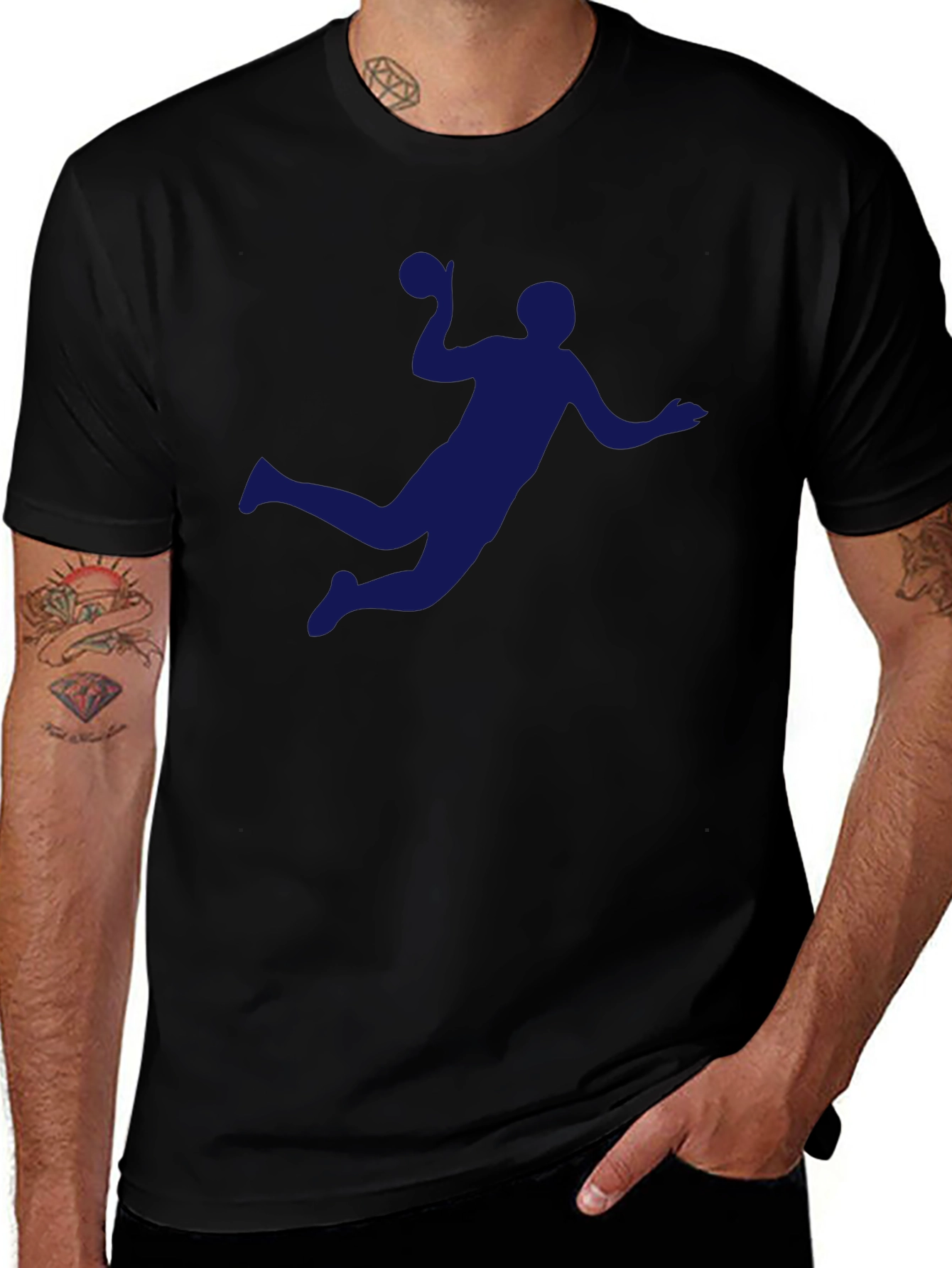 Handball Player Graphic Tee - Sporty Black T-Shirt