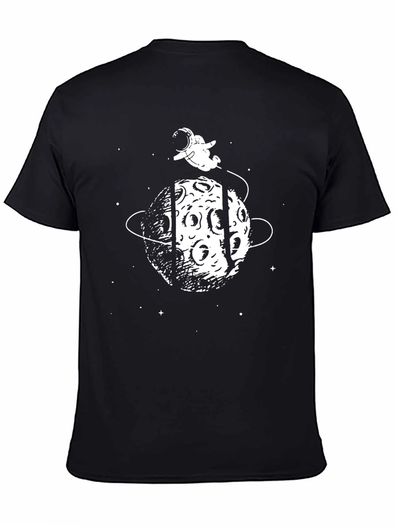 Astronaut on Moon Graphic T-Shirt - Black