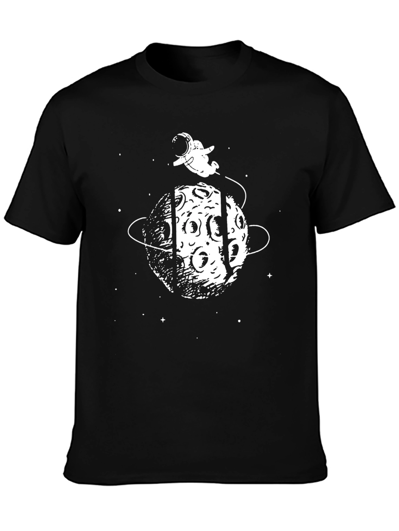 Astronaut on Moon Graphic T-Shirt - Black