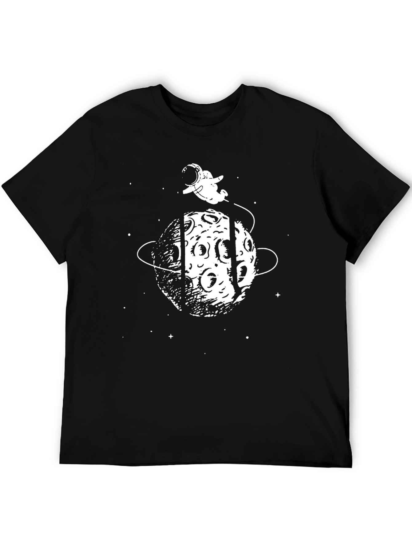 Astronaut on Moon Graphic T-Shirt - Black