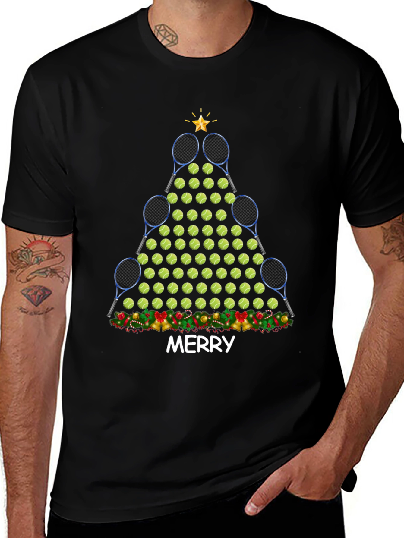 Tennis Christmas Tree T-Shirt - Merry Holiday Tee