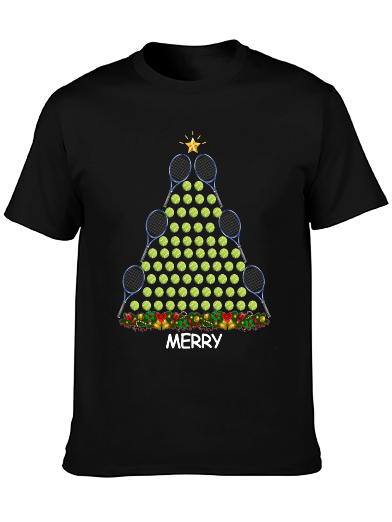 Tennis Christmas Tree T-Shirt - Merry Holiday Tee
