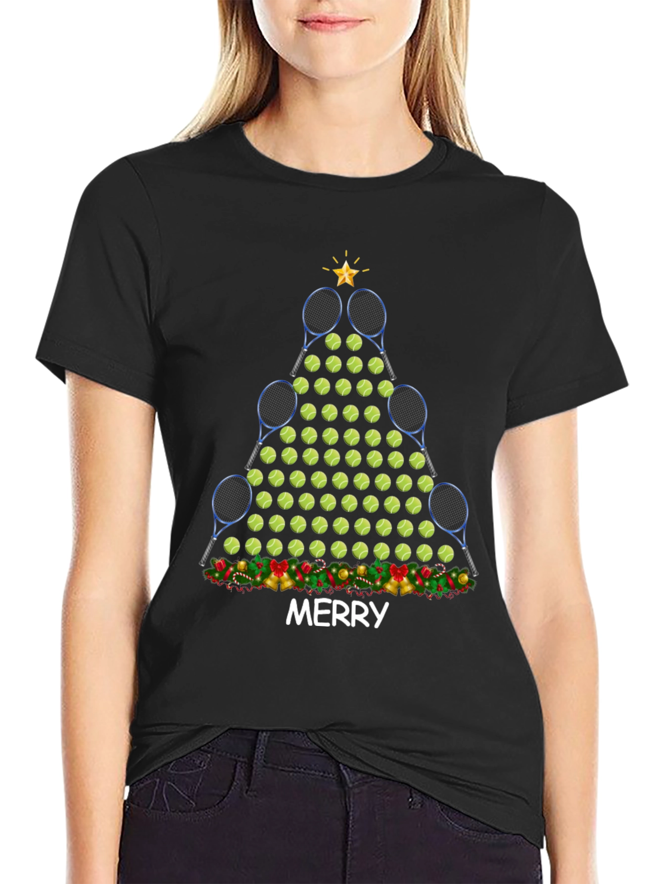 Tennis Christmas Tree T-Shirt - Merry Holiday Tee