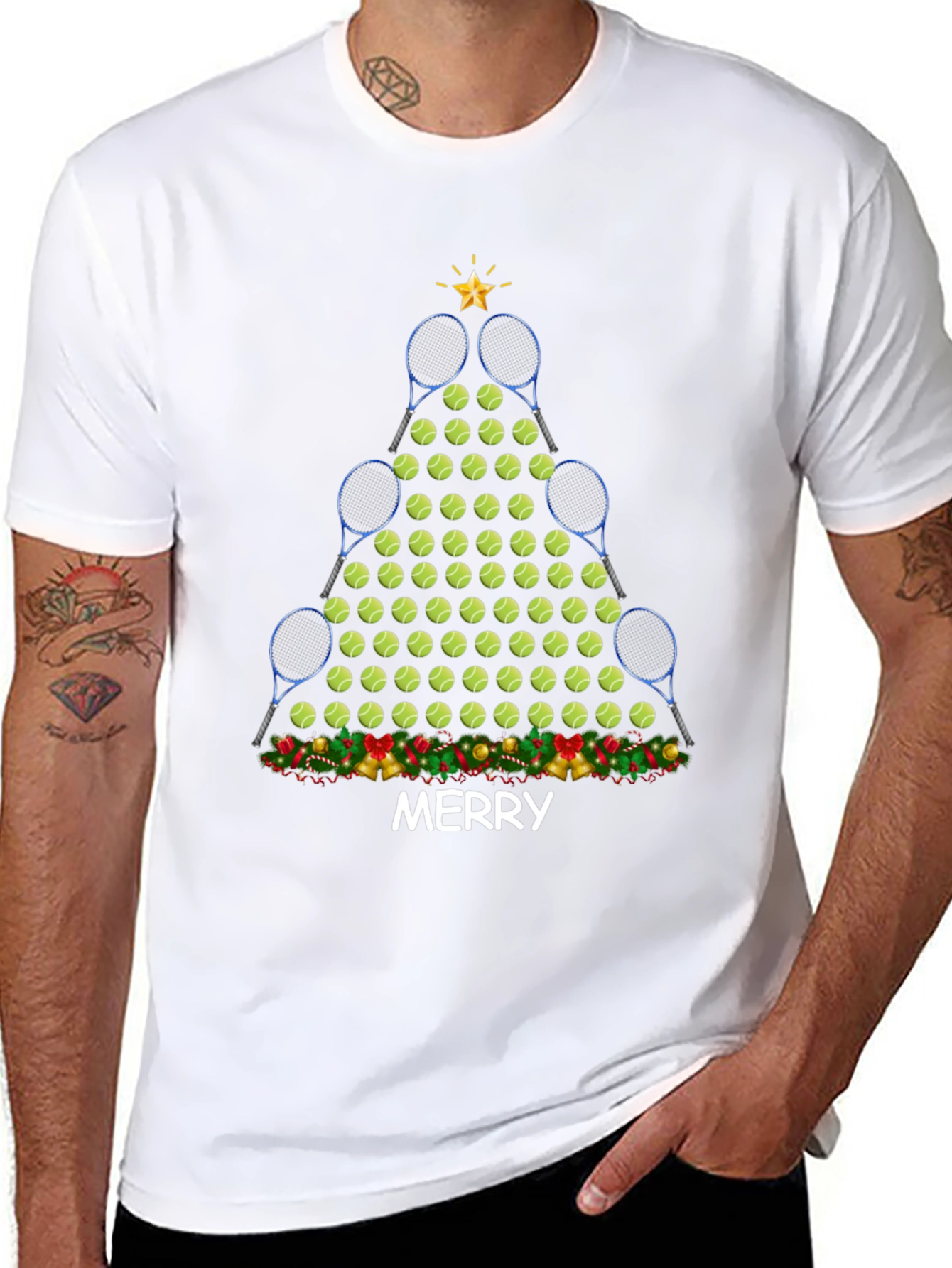 Tennis Christmas Tree T-Shirt - Merry Holiday Tee