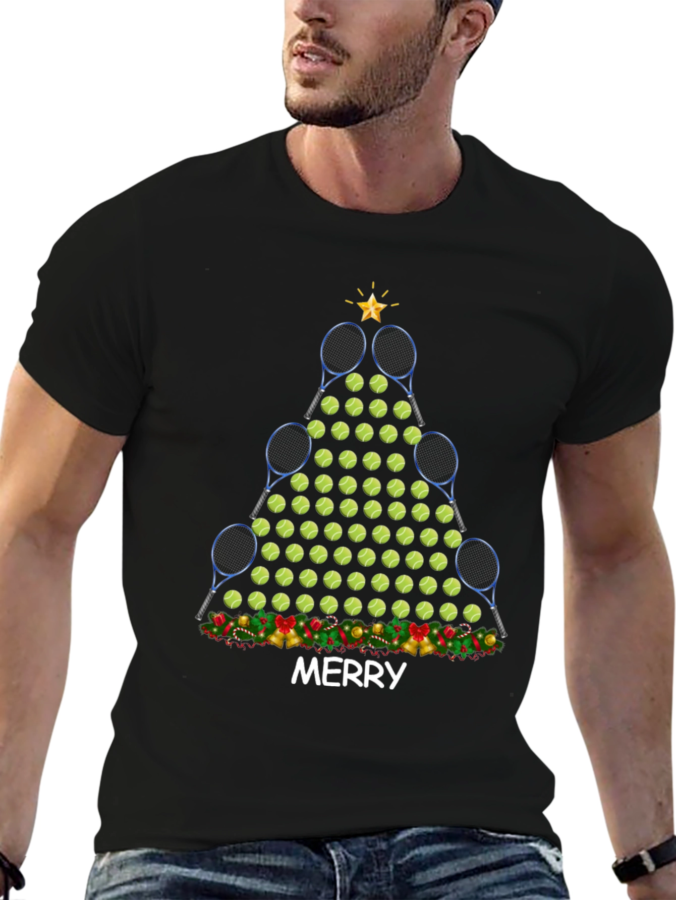 Tennis Christmas Tree T-Shirt - Merry Holiday Tee