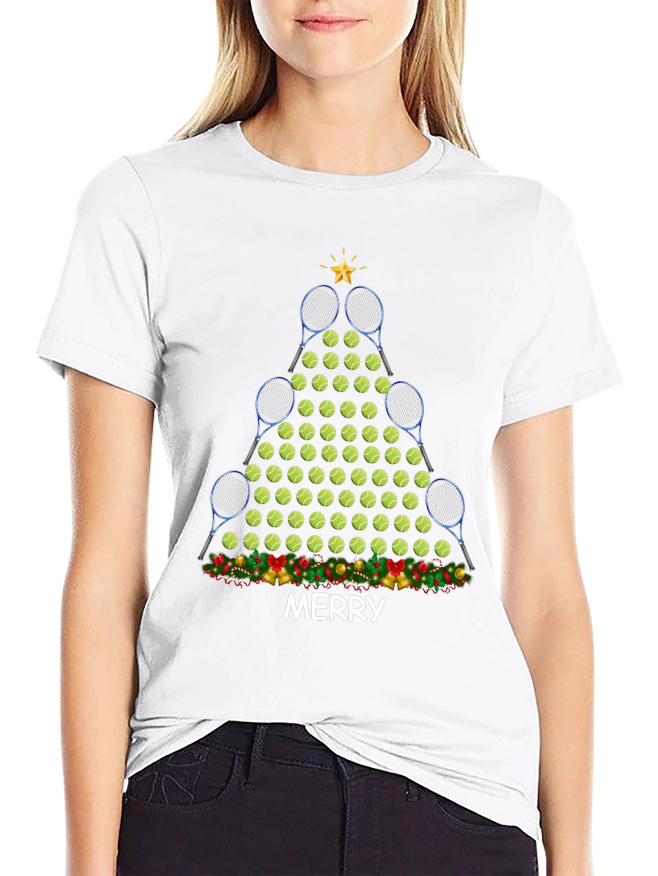 Tennis Christmas Tree T-Shirt - Merry Holiday Tee