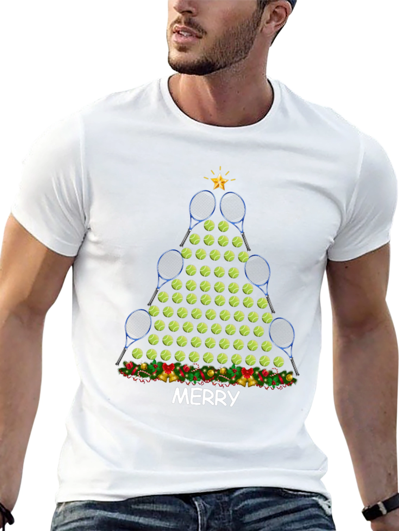 Tennis Christmas Tree T-Shirt - Merry Holiday Tee