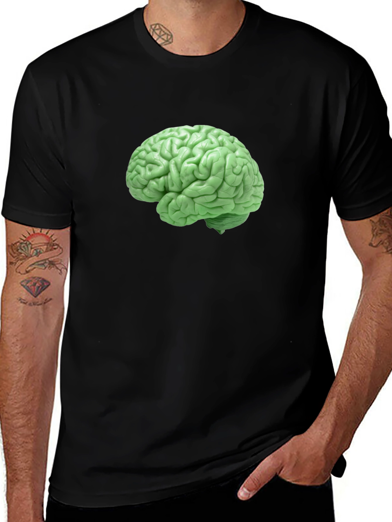 Brain Graphic Tee - Black Cotton T-Shirt