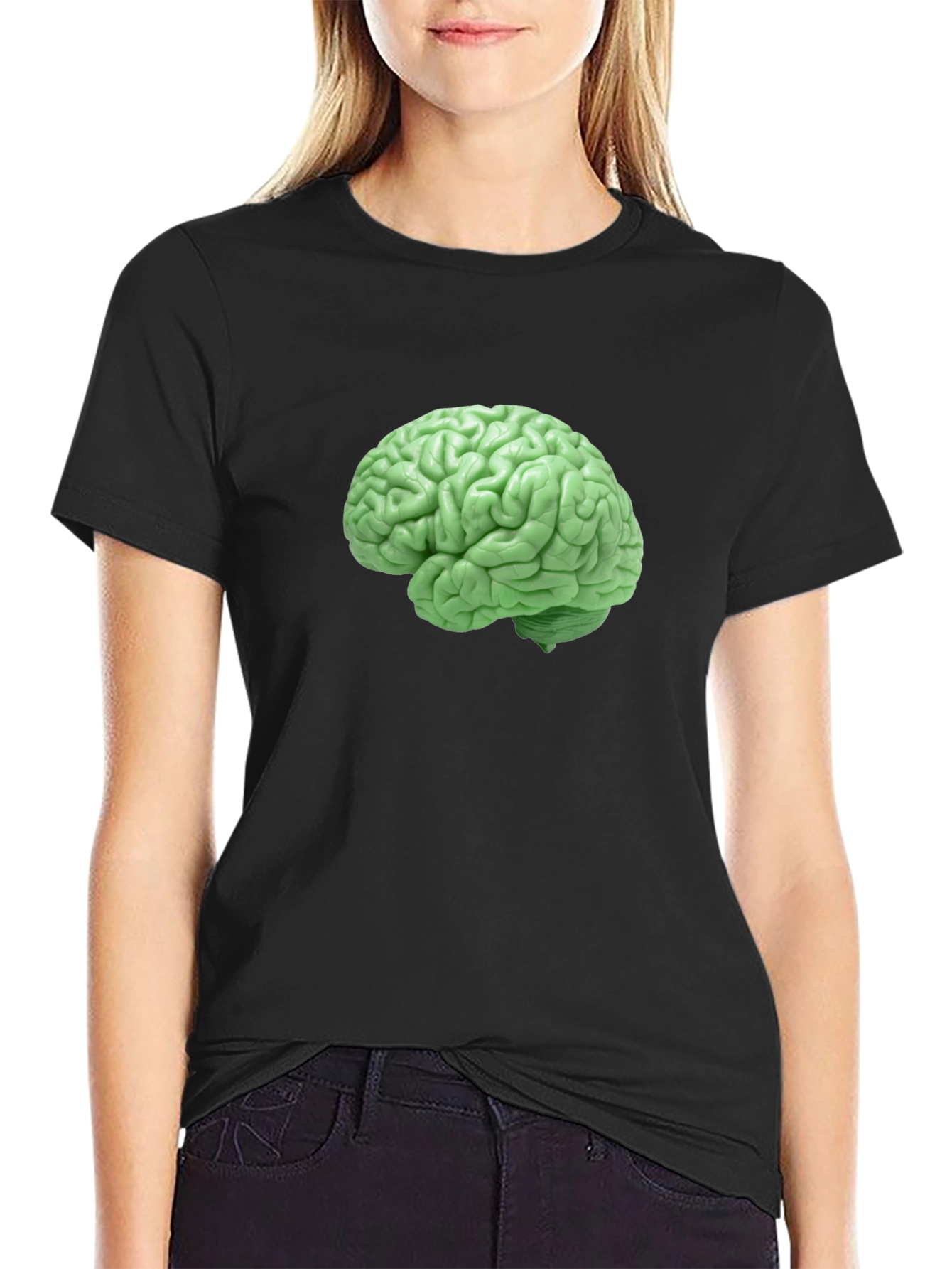 Brain Graphic Tee - Black Cotton T-Shirt