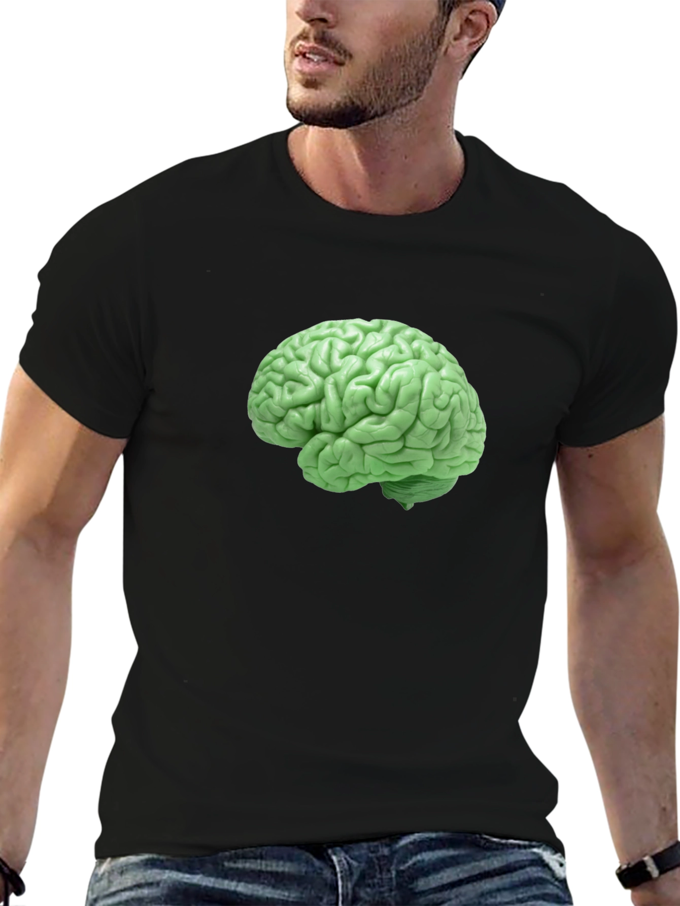 Brain Graphic Tee - Black Cotton T-Shirt
