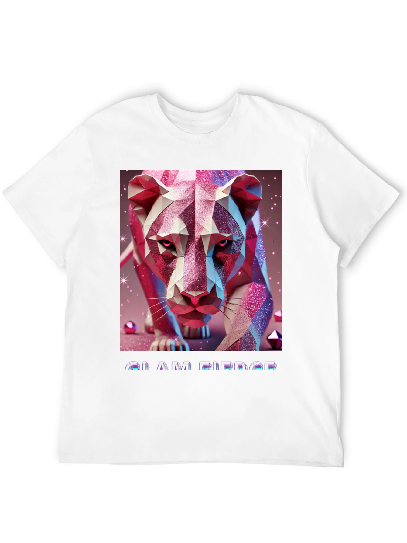 Geometric Lion Graphic Tee - Stylish Animal Print Shirt