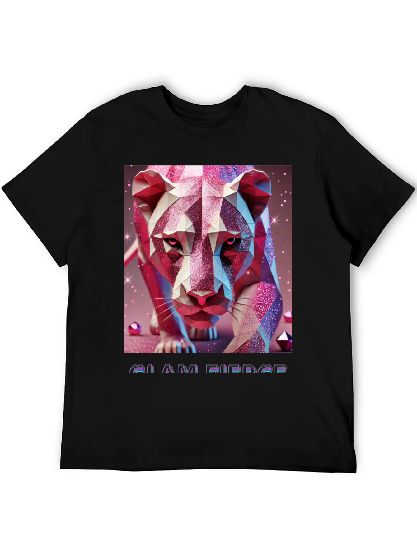 Geometric Lion Graphic Tee - Stylish Animal Print Shirt