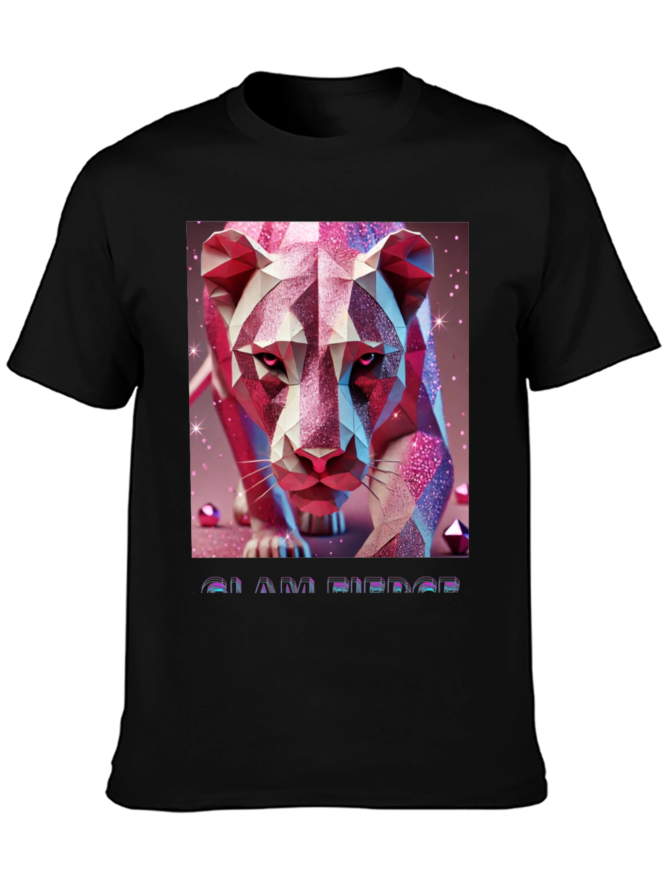 Geometric Lion Graphic Tee - Stylish Animal Print Shirt