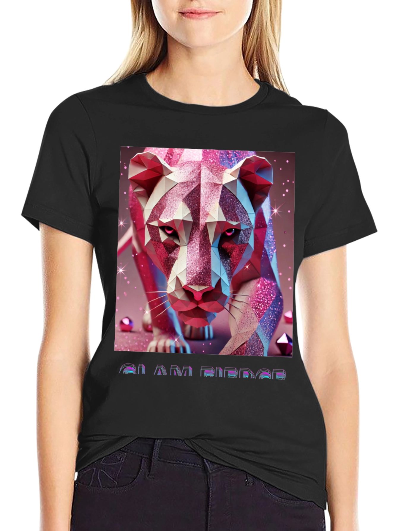 Geometric Lion Graphic Tee - Stylish Animal Print Shirt