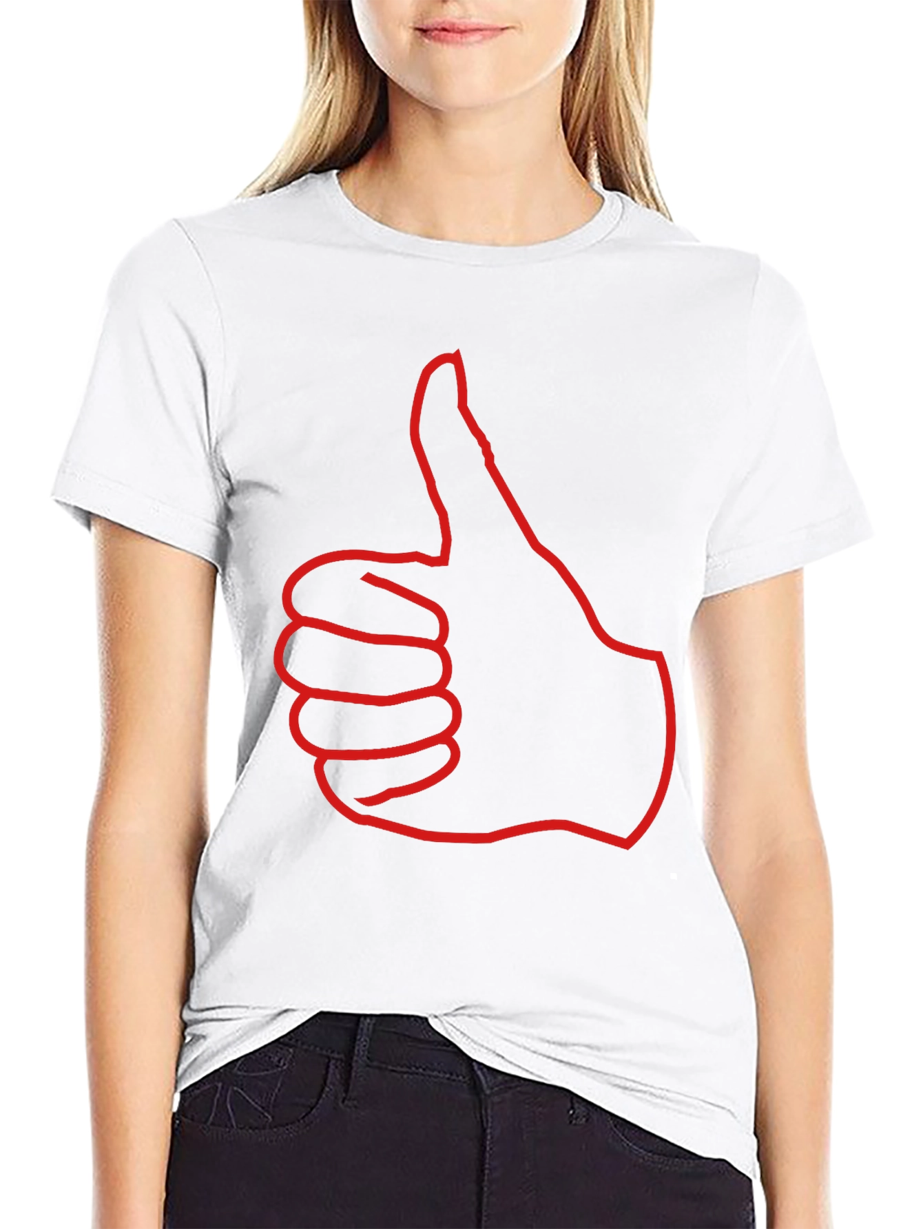 Thumbs Up Graphic Tee - Black Cotton T-Shirt