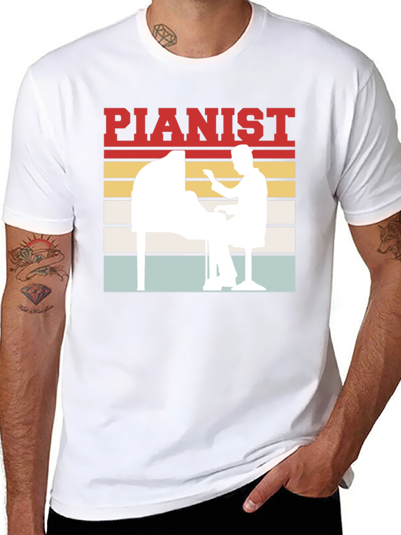 Pianist Retro Style Graphic Tee