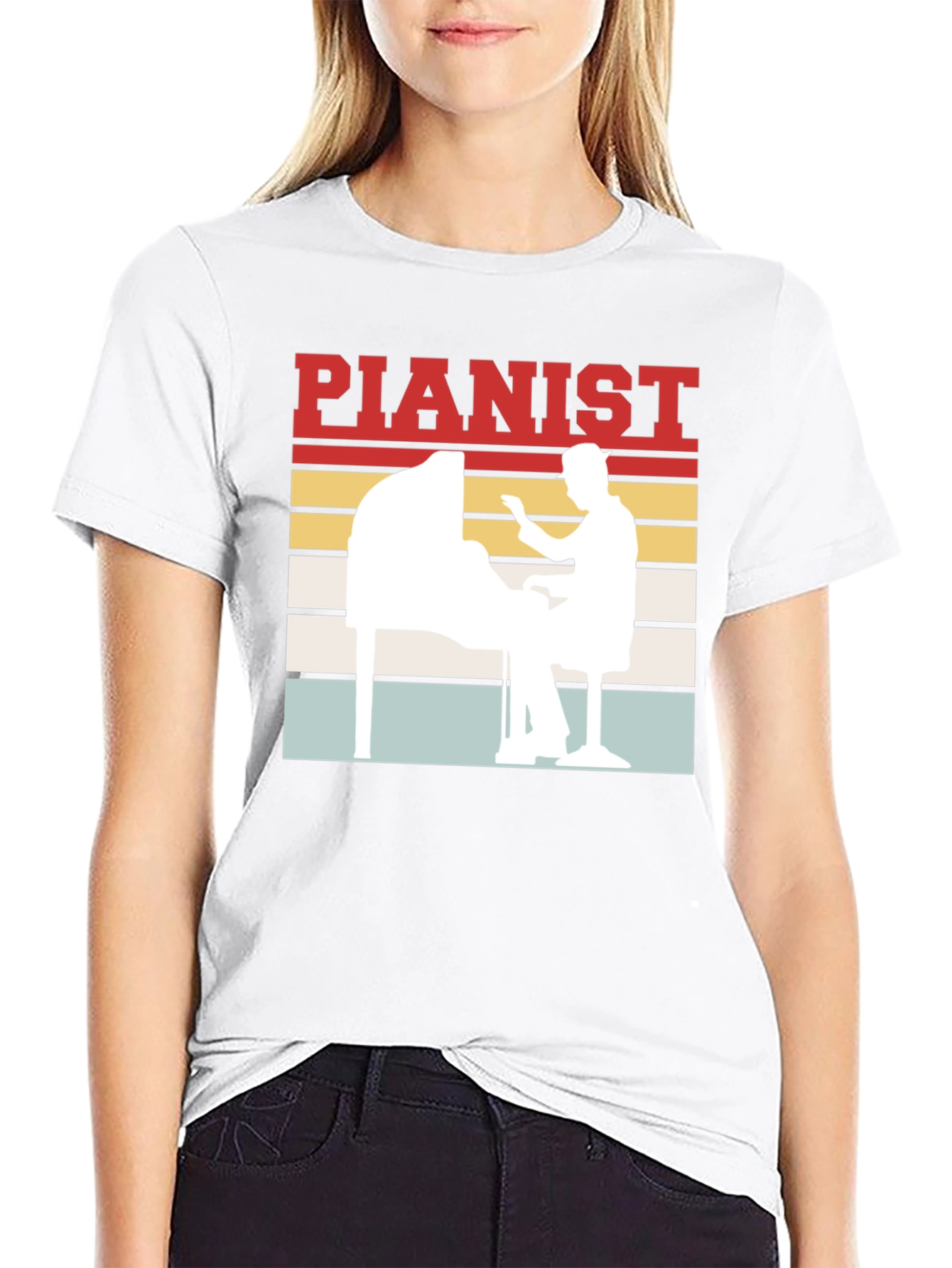 Pianist Retro Style Graphic Tee