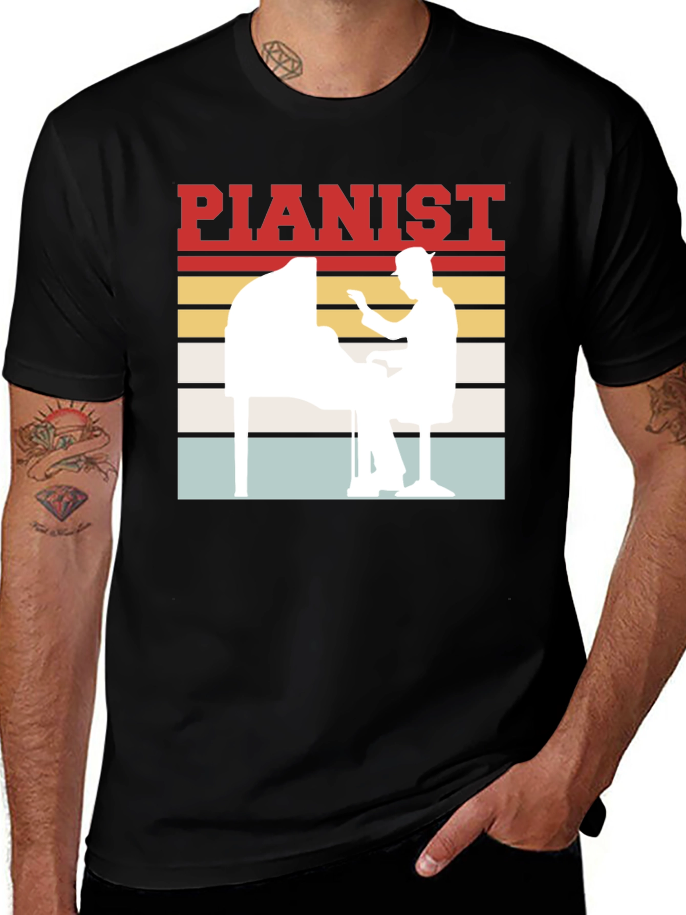 Pianist Retro Style Graphic Tee