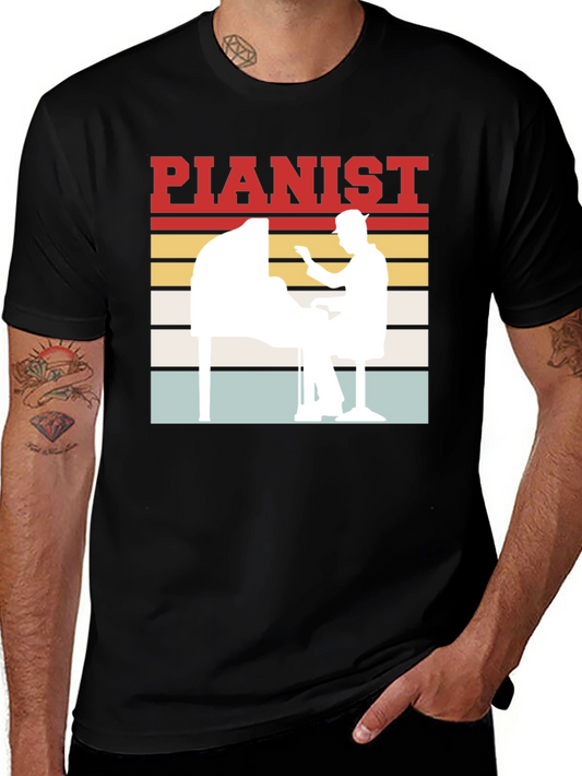 Pianist Retro Style Graphic Tee