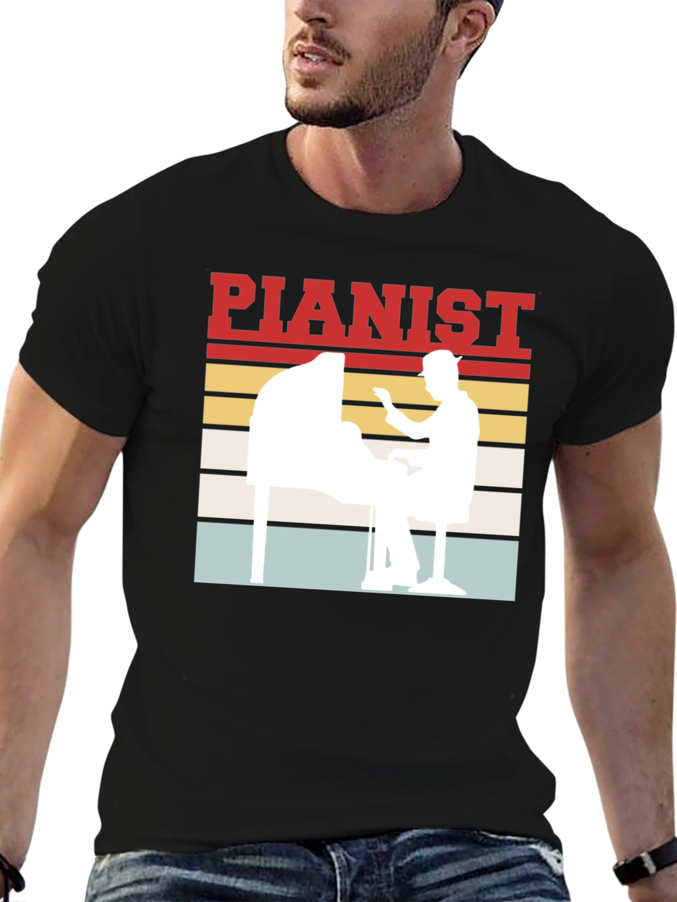 Pianist Retro Style Graphic Tee