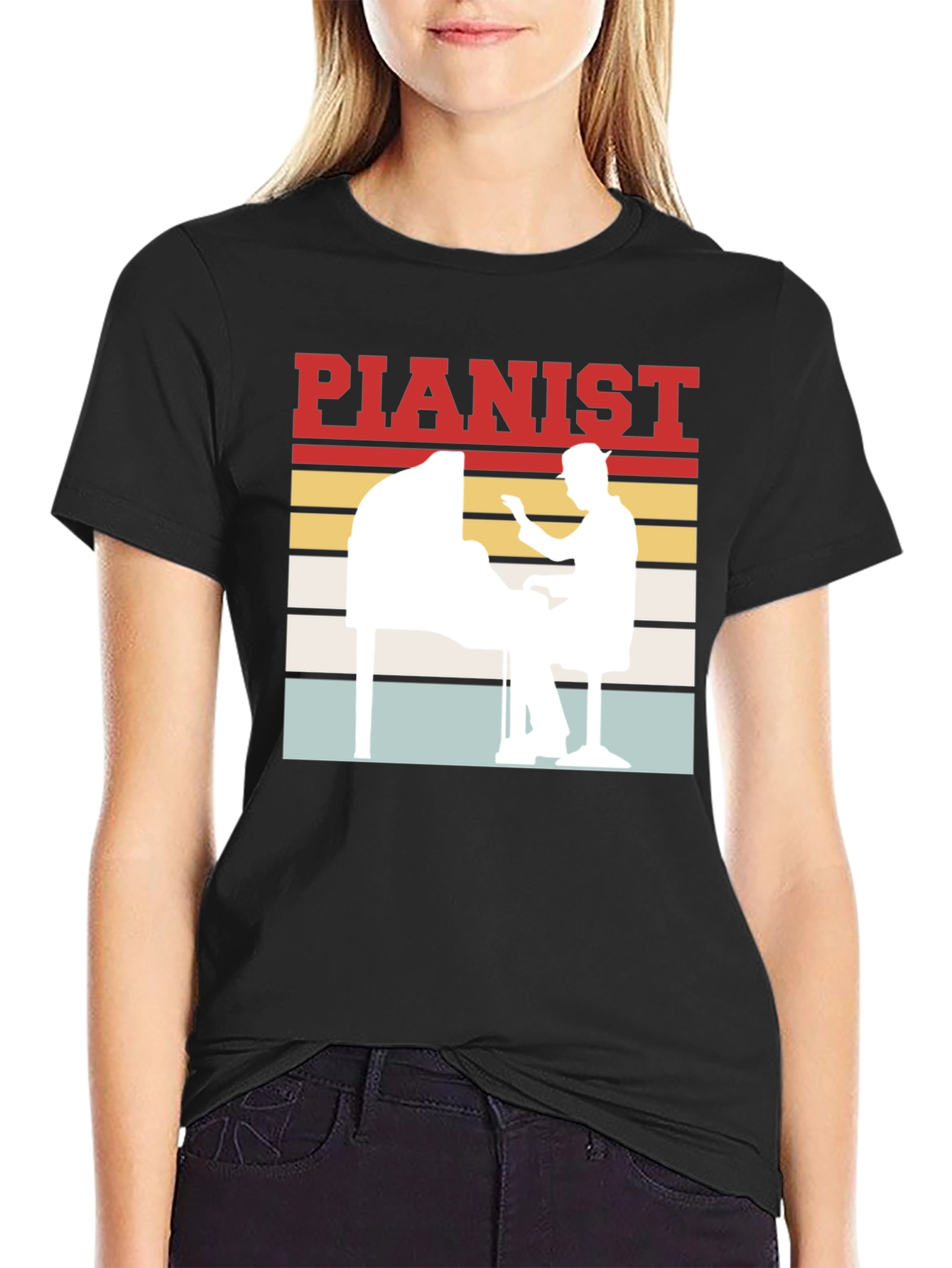 Pianist Retro Style Graphic Tee