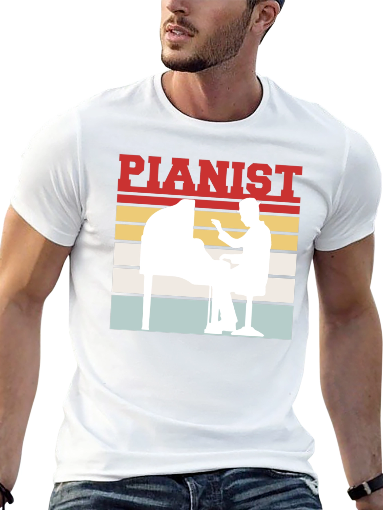 Pianist Retro Style Graphic Tee