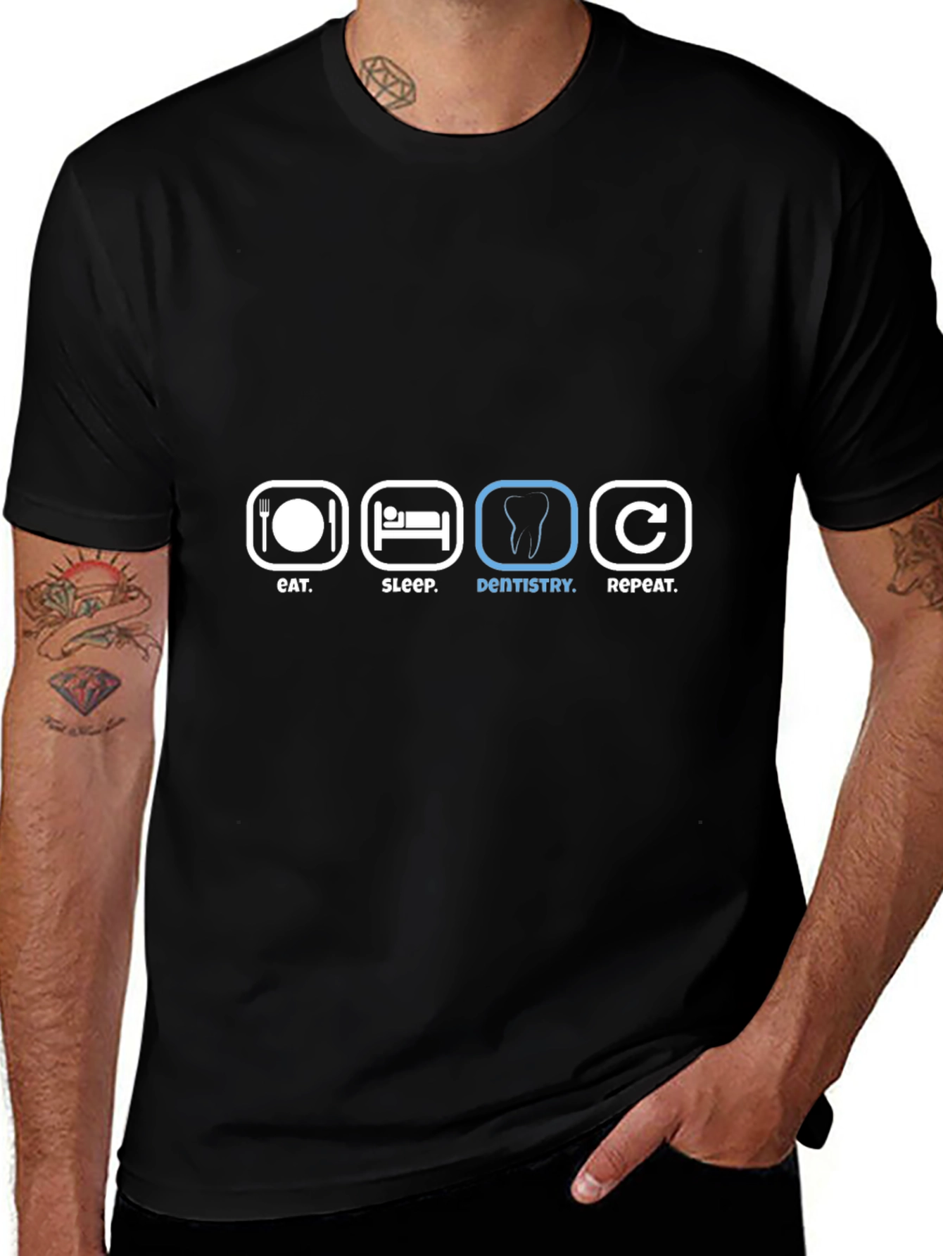 Eat Sleep Dentistry Repeat Black T-Shirt