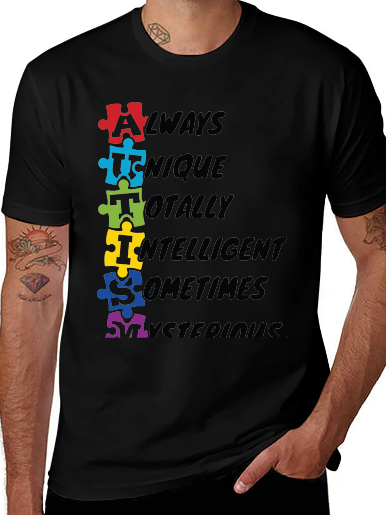 Autism Awareness Puzzle Piece Graphic T-Shirt