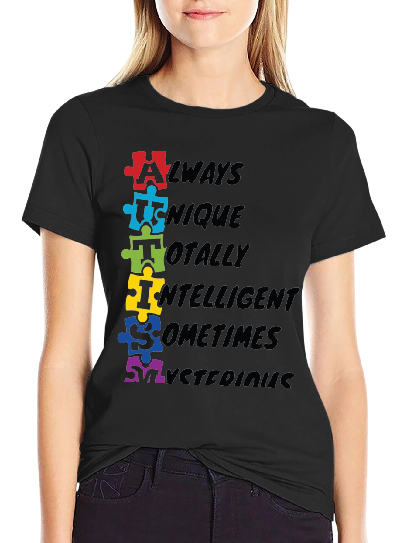 Autism Awareness Puzzle Piece Graphic T-Shirt