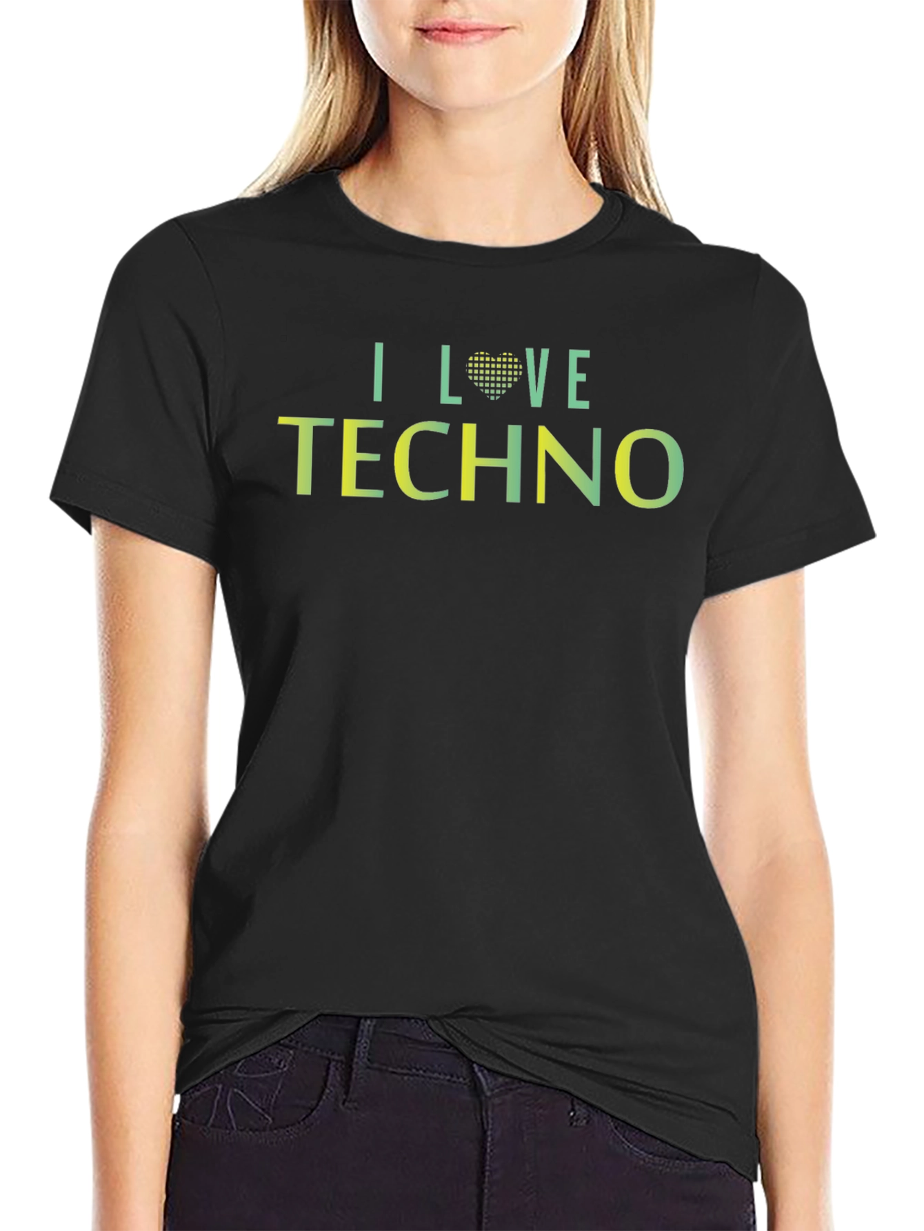 I Love Techno Graphic Tee - Unisex Black T-Shirt
