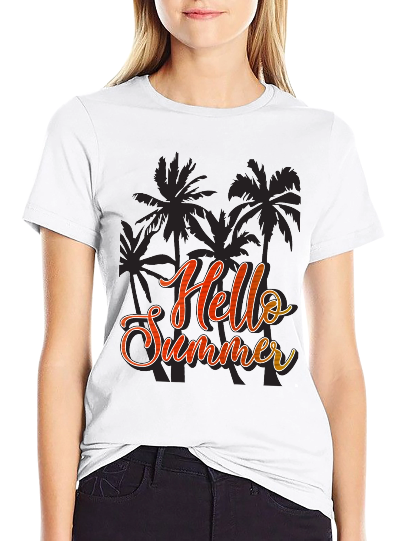 Hello Summer Graphic Black T-Shirt