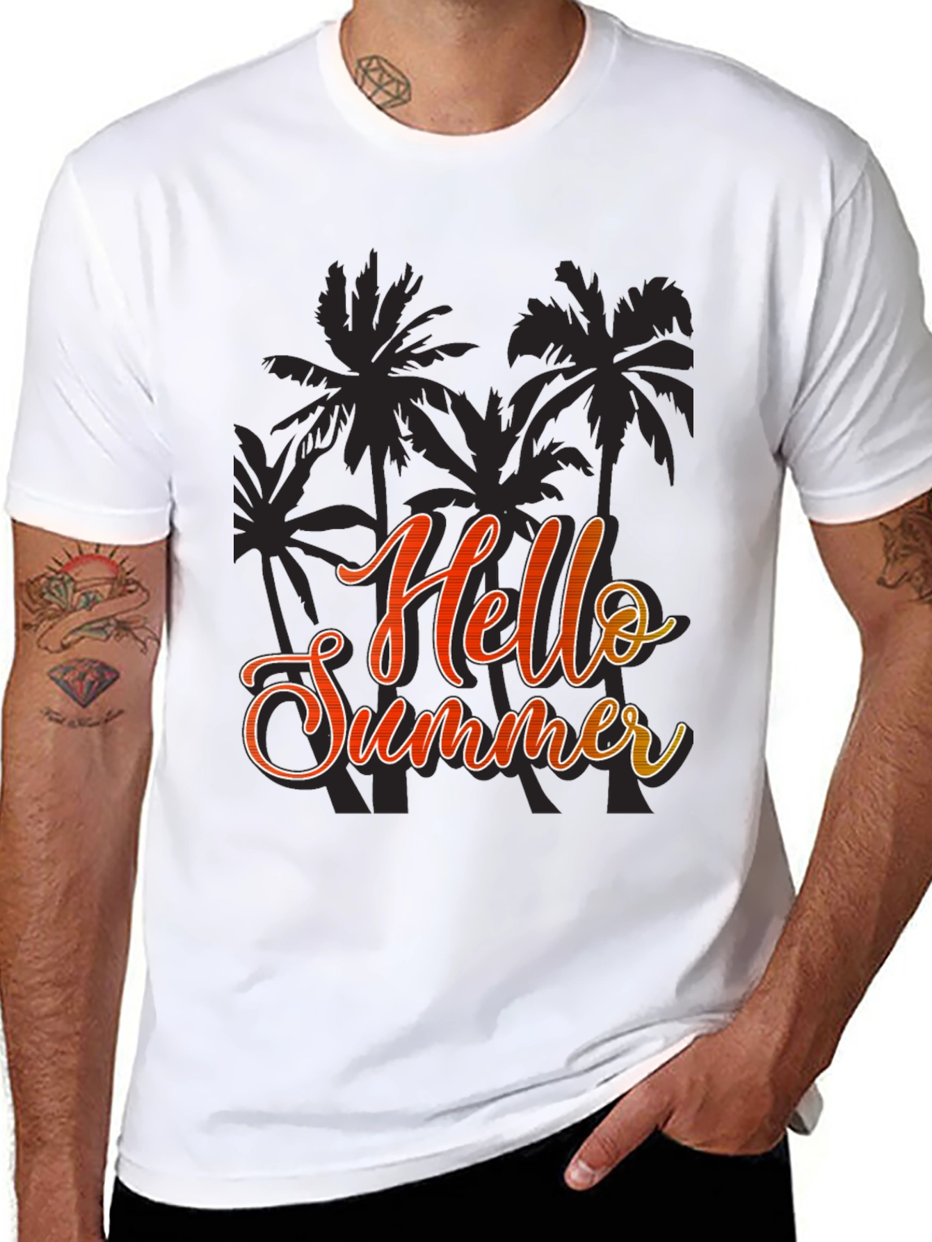 Hello Summer Graphic Black T-Shirt